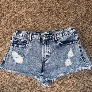 High rise distressed jean shorts